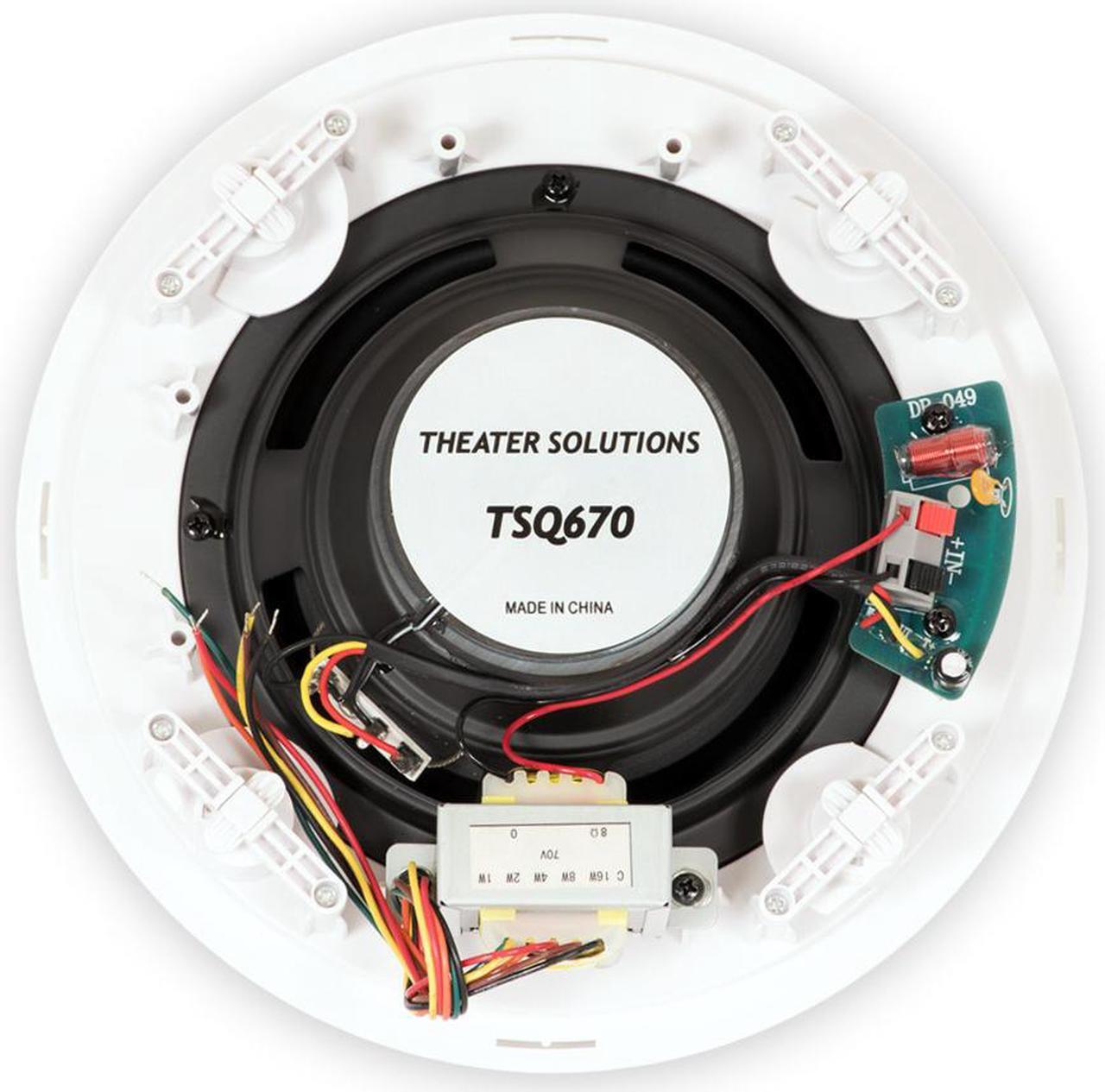 Alt view image 4 of 5 - Theater Solutions TSQ670 Flush Mount 70 Volt Speakers with 6.5" Woofers In Ceiling 3 Pair Pack
