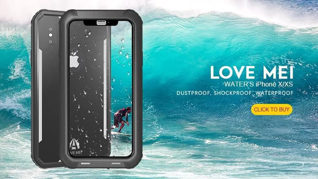 Alt view image 2 of 7 - LOVE MEI IP68 Underwater Waterproof case for iPhone X 5.8inch Water proof impermeable Shockproof Cover PC + TPU Case Pouch Shell (Gold)