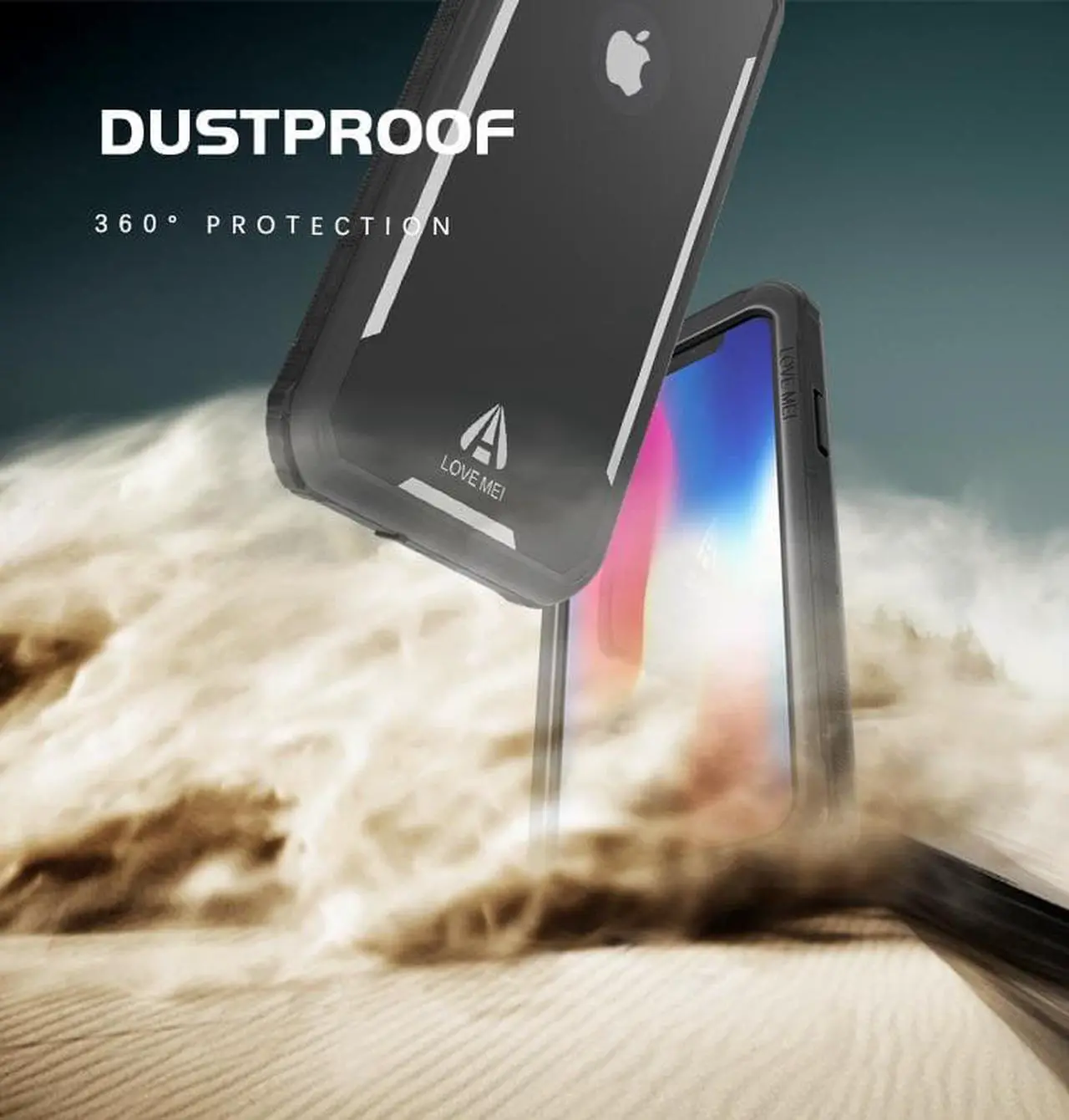 Alt view image 7 of 7 - LOVE MEI IP68 Underwater Waterproof case for iPhone X 5.8inch Water proof impermeable Shockproof Cover PC + TPU Case Pouch Shell (Gold)