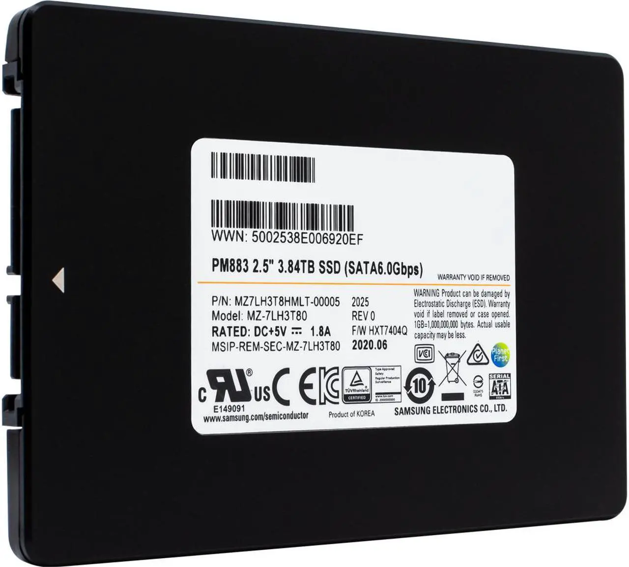 Main image of Samsung PM883 3.84TB SATA 6Gb/s 2.5-Inch Enterprise SSD MZ7LH3T8HMLT MZ-7LH3T80