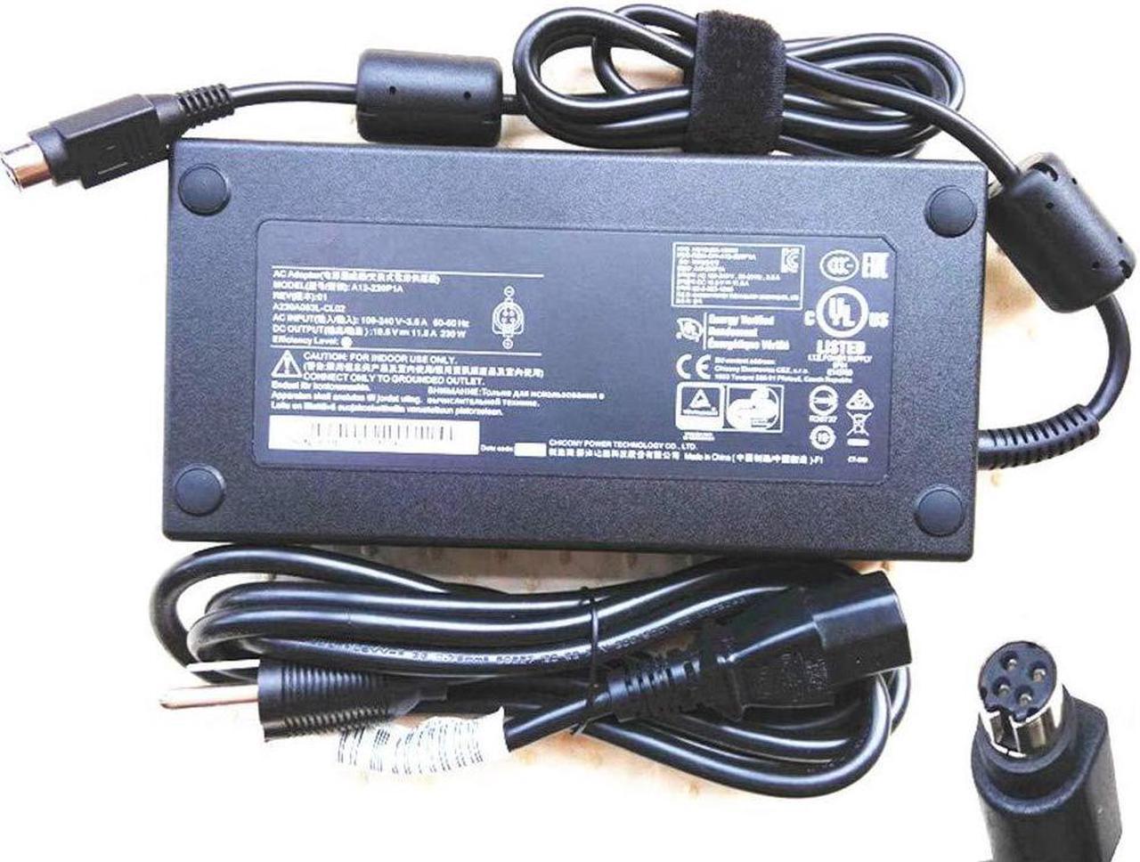 Replacement AC Adapter 19.5V 11.8A for Clevo P750DM-G P770DM P751ZM Gaming Laptop A12-230P1A A230A003L X01 T5 T5S T5X T7 230W 4 PIN