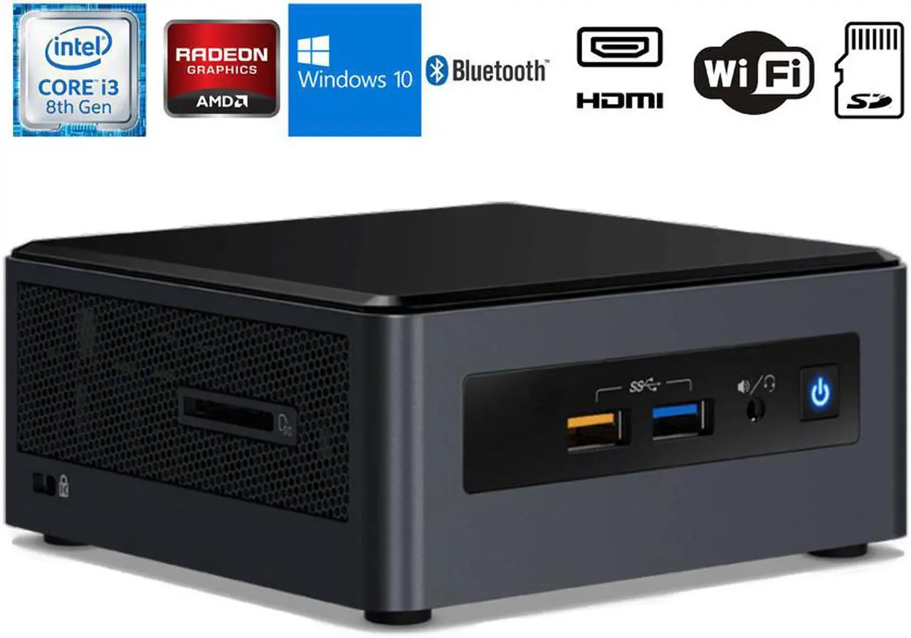 Alt view image 5 of 5 - Intel NUC Kit BOXNUC8I3CYSN2 Home and Business Desktop Black (Intel i3-8121U 2-Core, 4GB RAM, 1TB HDD, AMD Radeon 540, Wifi, Bluetooth, 4xUSB 3.1, 2xHDMI, SD Card, Win 10 Home)
