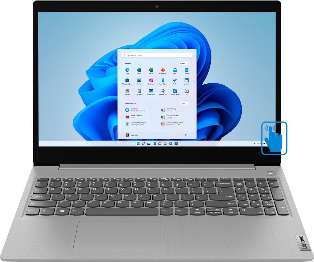 Main image of Lenovo IdeaPad 3 15 Laptop Platinum Grey (Intel i3-1115G4 2-Core, 15.6" Touch  HD (1366x768), 8GB RAM, 512GB PCIe SSD, Intel UHD, Webcam, Wifi, Bluetooth, 1xHDMI, SD Card, Win 11 Pro)