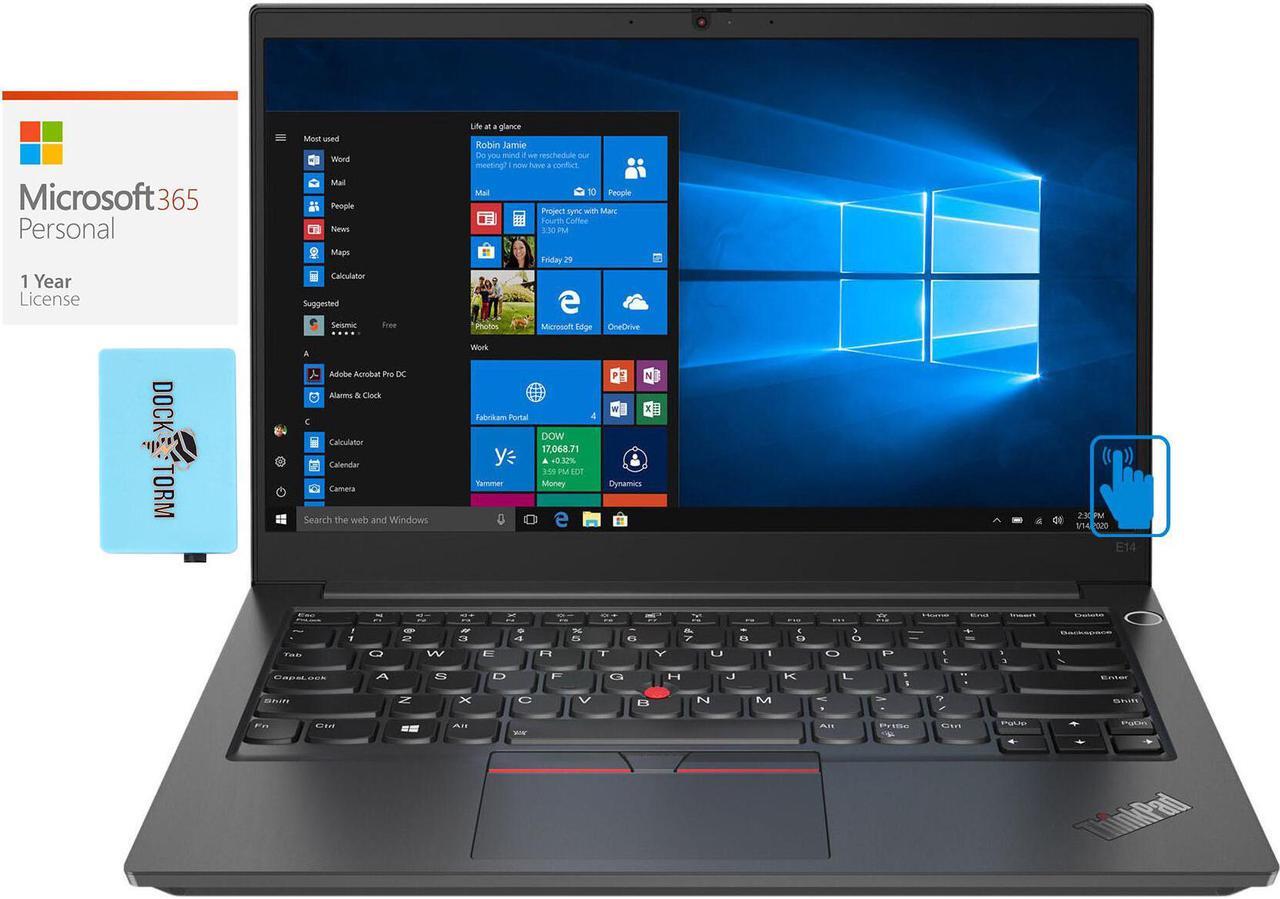 Main image of Lenovo ThinkPad E14 Gen 2 Home & Business Laptop (Intel i5-1135G7 4-Core, 14.0" 60Hz Touch Full HD (1920x1080), Intel Iris Xe, 16GB RAM, 1TB PCIe SSD, Win 11 Pro) with Microsoft 365 Personal , Hub