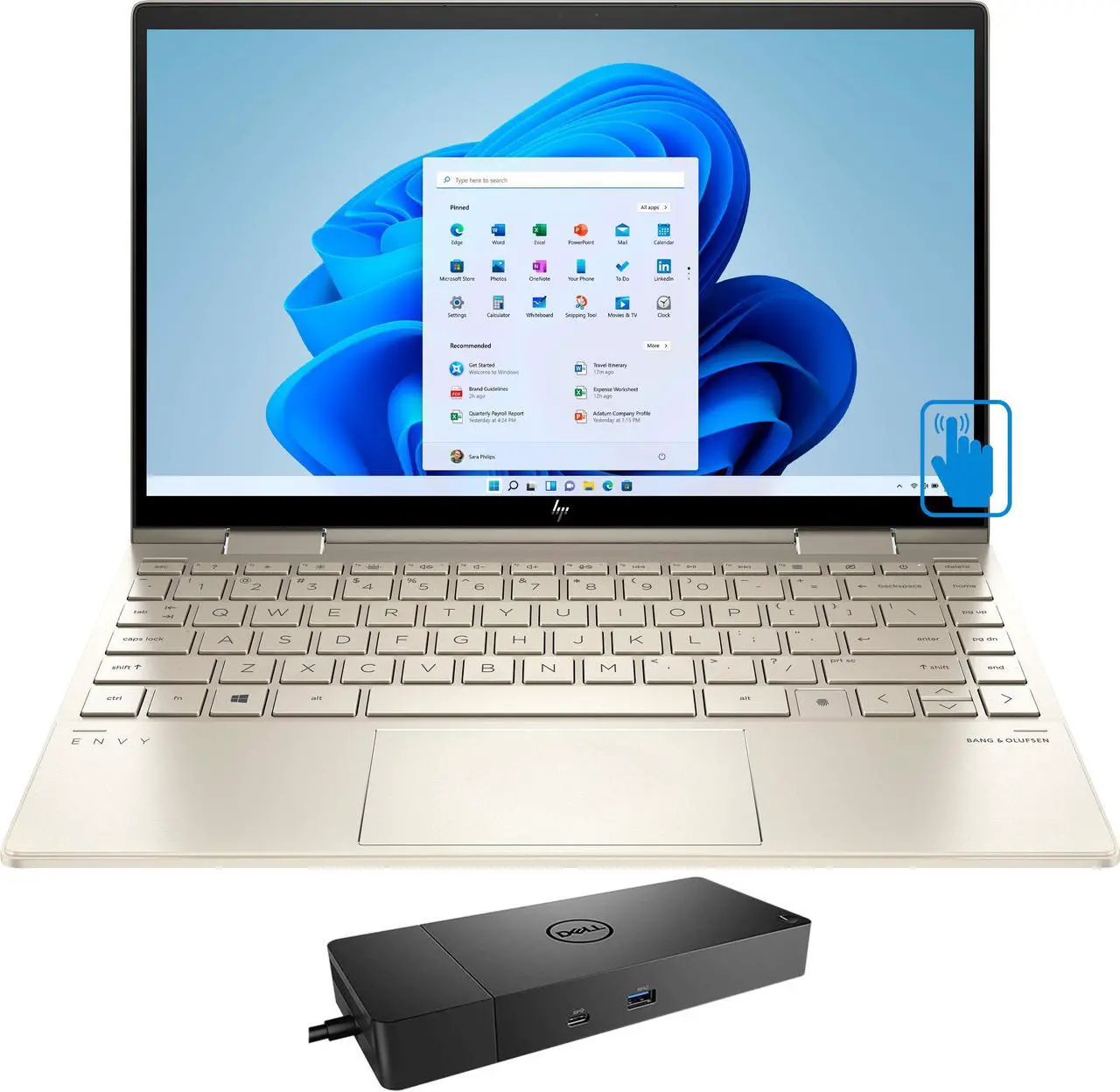 Main image of HP ENVY x360  Home & Business 2-in-1 Laptop (Intel i5-1135G7 4-Core, 13.3" 60Hz Touch Full HD (1920x1080), Intel Iris Xe, 8GB RAM, 512GB PCIe SSD, Win 10 Pro) with Thunderbolt Dock WD19TBS
