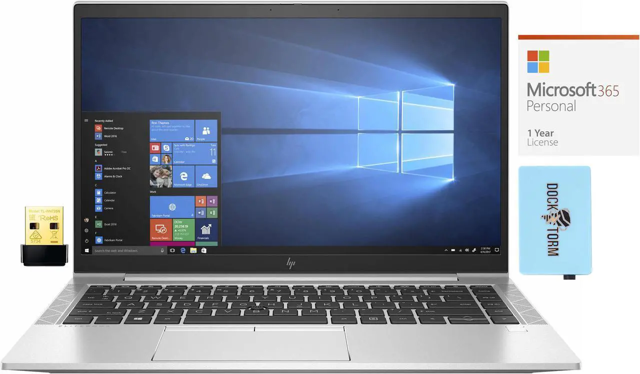 Main image of HP EliteBook 845 G7 Home & Business Laptop (AMD Ryzen 5 PRO 4650U 6-Core, 14.0" 60Hz Full HD (1920x1080), AMD Radeon, 64GB RAM, Win 10 Pro) with Microsoft 365 Personal , Wifi Dongle , Hub