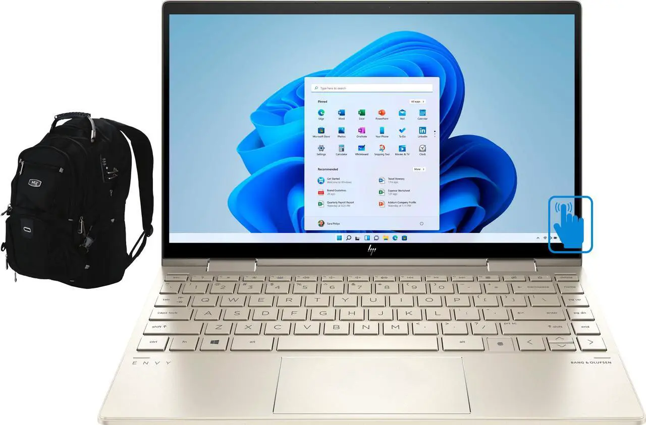 Main image of HP ENVY x360  Home & Business 2-in-1 Laptop (Intel i5-1135G7 4-Core, 13.3" 60Hz Touch Full HD (1920x1080), Intel Iris Xe, 8GB RAM, 2TB m.2 SATA SSD, Win 11 Pro) with Travel & Work Backpack