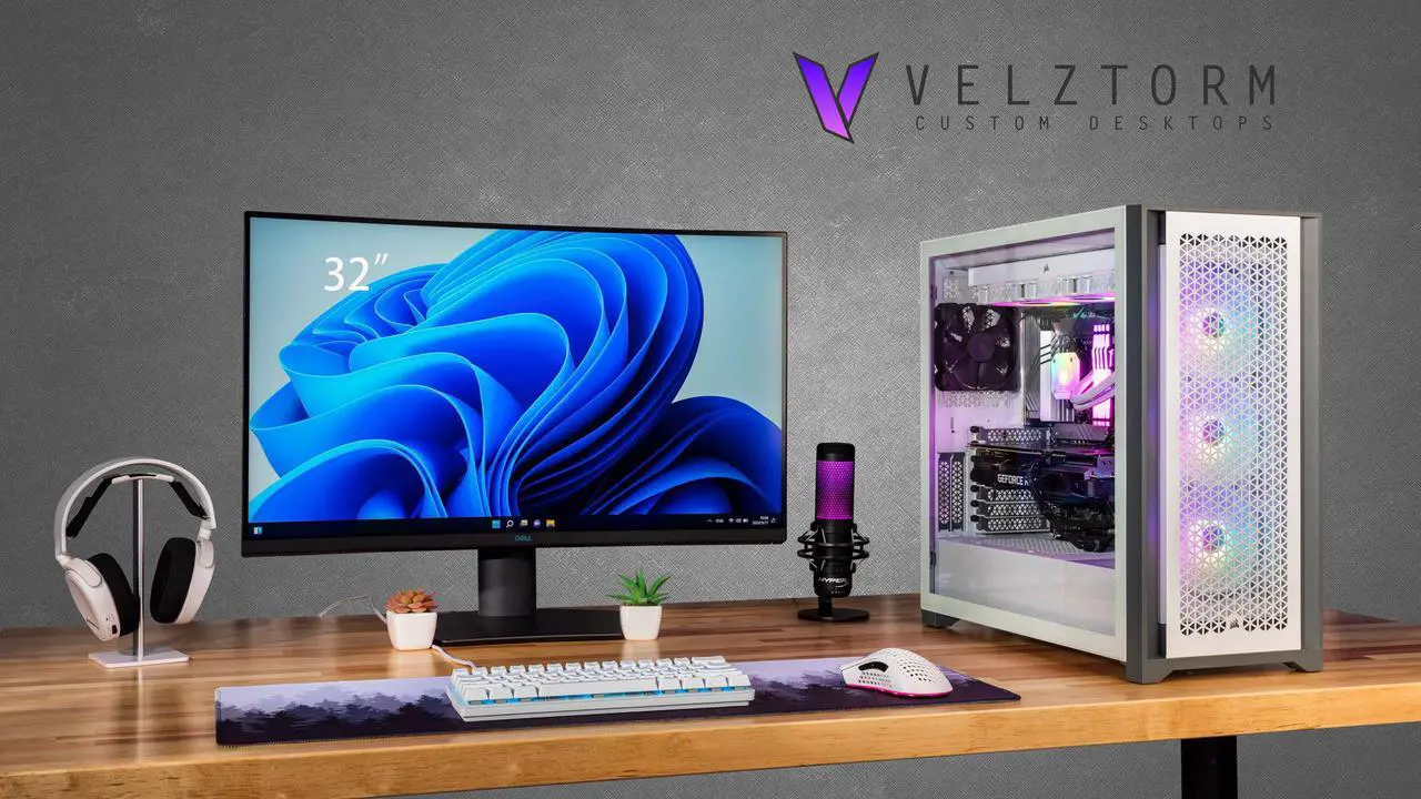 Alt view image 2 of 7 - Velztorm White Aciex Custom Built Gaming Desktop PC (Intel i9-14900K, GeForce RTX 5090, 64GB DDR5, 2TB PCIe SSD + 6TB HDD, RGB Fans, 360mm AIO, 1000W PSU, WiFi 6, Bluetooth 5.2, RJ-45, Win 11 Home)
