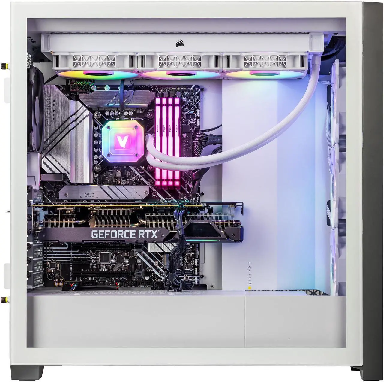 Alt view image 3 of 7 - Velztorm White Aciex Custom Built Gaming Desktop PC (Intel i9-14900K, GeForce RTX 5090, 64GB DDR5, 2TB PCIe SSD + 6TB HDD, RGB Fans, 360mm AIO, 1000W PSU, WiFi 6, Bluetooth 5.2, RJ-45, Win 11 Home)