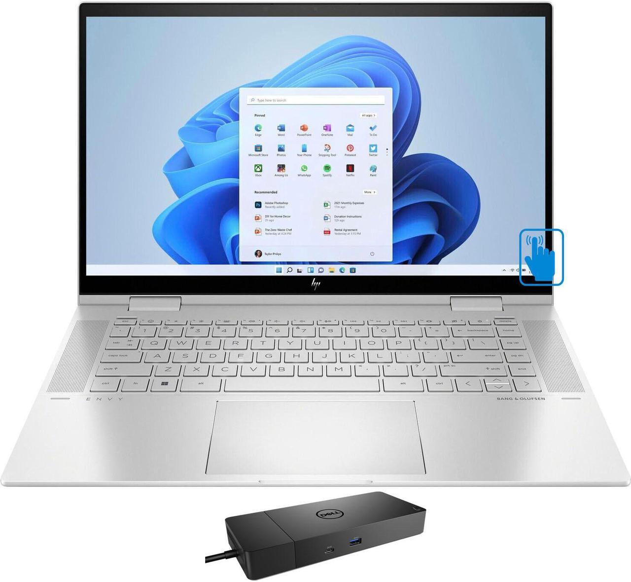 Main image of HP Envy x360 15-ew00 Home & Business 2-in-1 Laptop (Intel i7-1255U 10-Core, 15.6" 60Hz Touch Full HD (1920x1080), Intel Iris Xe, 16GB RAM, 512GB SSD, Backlit KB, Win 11 Home) with WD19S 180W Dock