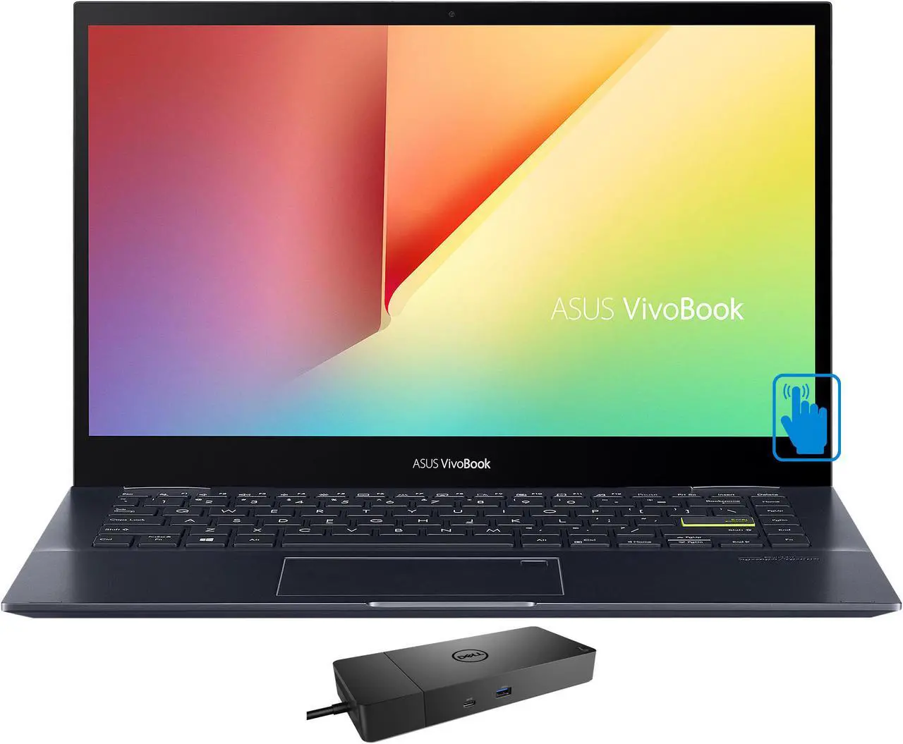 Main image of ASUS VivoBook Flip 14 Home & Business 2-in-1 Laptop (AMD Ryzen 5 5500U 6-Core, 14.0" 60Hz Touch Full HD (1920x1080), AMD Radeon, 12GB RAM, 1TB m.2 SATA SSD, Win 10 Pro) with WD19S 180W Dock