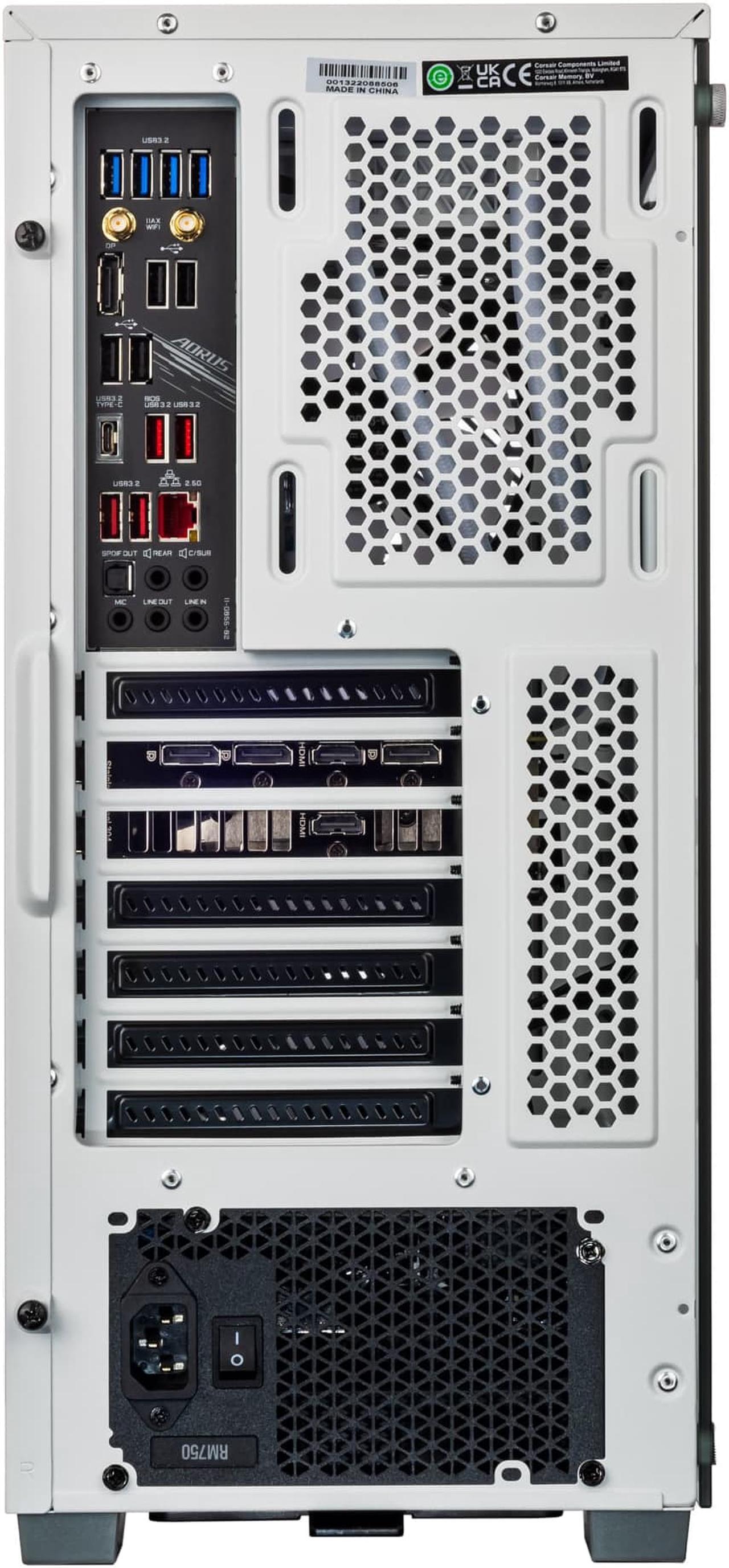 Alt view image 7 of 7 - Velztorm White Ferrux II Custom Built Gaming Desktop PC (Intel Core i9-12900K 16-Core, 32GB RAM, 1TB PCIe SSD + 1TB HDD (3.5), GeForce RTX 4060, Wifi, Bluetooth, White, Win 11 Home)