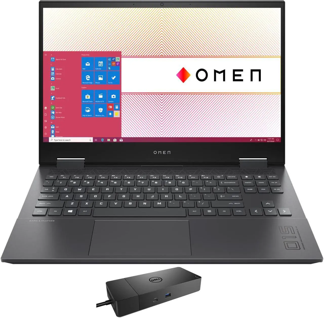 Main image of HP OMEN 15z-en100 Gaming & Entertainment Laptop (AMD Ryzen 9 5900HX 8-Core, 15.6" 144Hz Full HD (1920x1080), NVIDIA GeForce RTX 3070, 16GB RAM, 1TB PCIe SSD, Win 10 Home) with WD19S 180W Dock