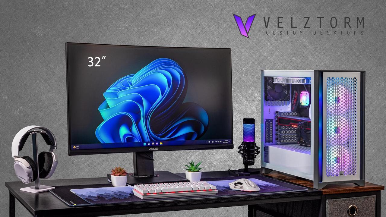 Alt view image 2 of 7 - Velztorm Argentux Gaming Desktop PC White White (Intel i7-11700K 8-Core, 128GB DDR4, 2TB PCIe SSD + 3TB HDD (3.5), Radeon RX 6900 XT 16GB, 360mm AIO, RGB Fans, 750W PSU, AC WiFi, BT, Win10H) VELZ0014