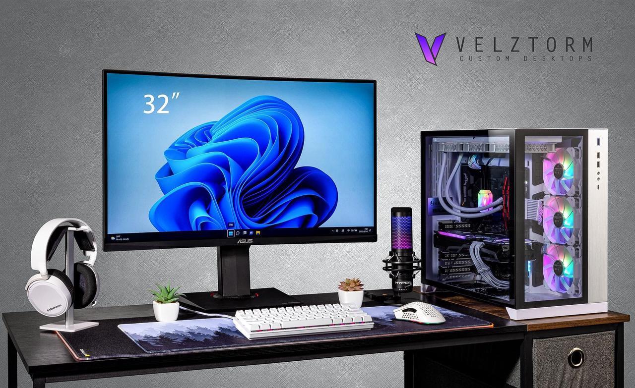 Alt view image 2 of 7 - Velztorm Lux Lyte Custom Built Gaming Desktop PC (AMD Ryzen 9 - 5900X, Radeon RX 9070 XT, 64GB DDR4, 2TB PCIe SSD + 2TB HDD, 360mm AIO, 1000W PSU, WiFi 5, Bluetooth 5.0, RJ-45, Win 11 Pro)