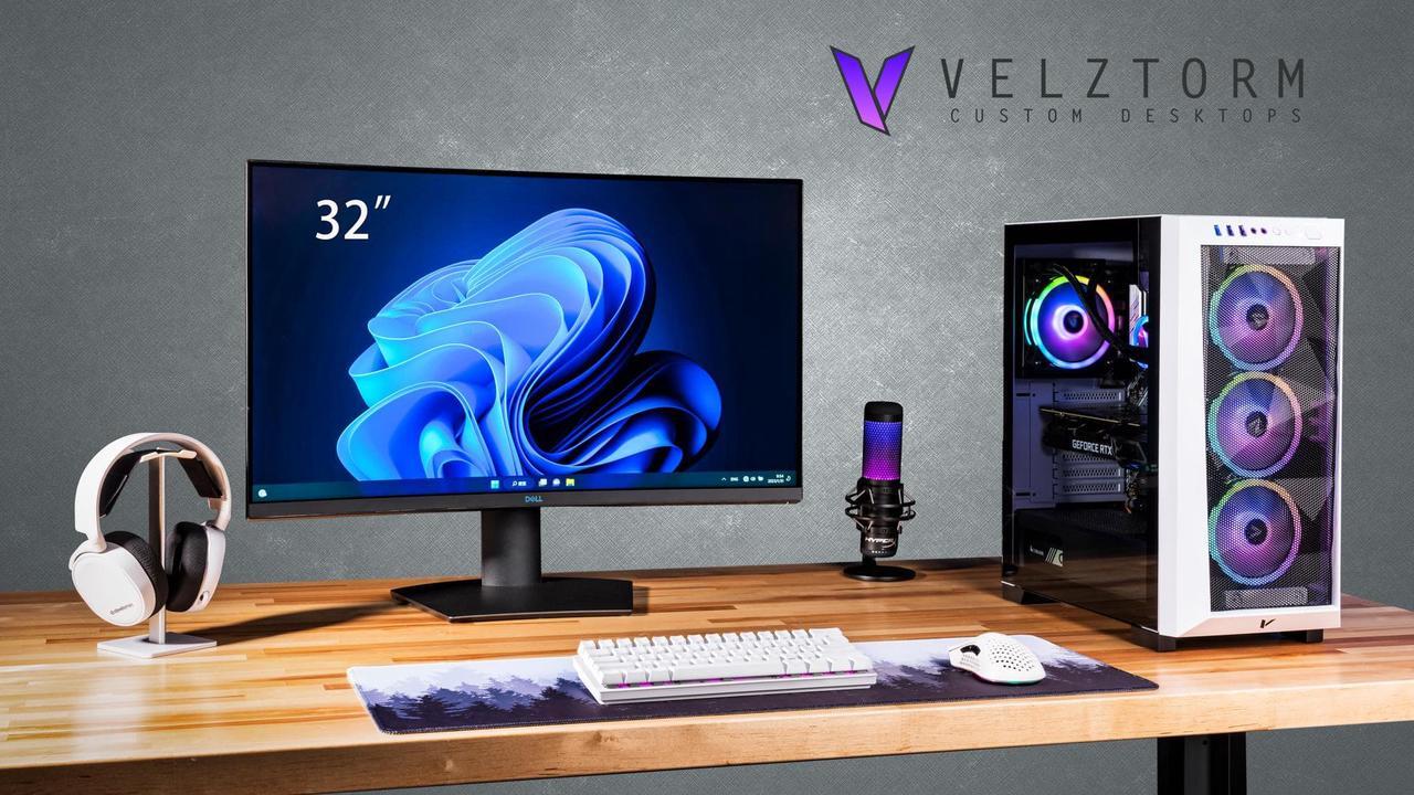 Alt view image 2 of 7 - Velztorm White Pilum CTO Gaming Desktop PC Liquid-Cooled (AMD Ryzen 7 5700X 8-Core, GeForce RTX 3070 8GB, 128GB DDR4, 2TB PCIe SSD + 6TB HDD (3.5), RGB Fans, 750W PSU, AC WiFi, BT 5.0, Win10Pro)