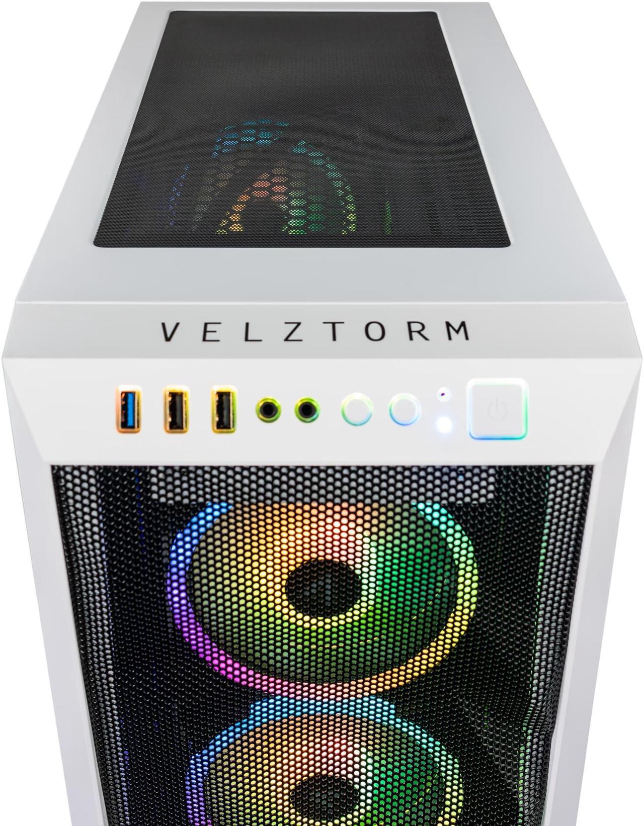 Alt view image 7 of 7 - Velztorm White Pilum CTO Gaming Desktop PC Liquid-Cooled (AMD Ryzen 7 5700X 8-Core, GeForce RTX 3070 8GB, 128GB DDR4, 2TB PCIe SSD + 6TB HDD (3.5), RGB Fans, 750W PSU, AC WiFi, BT 5.0, Win10Pro)