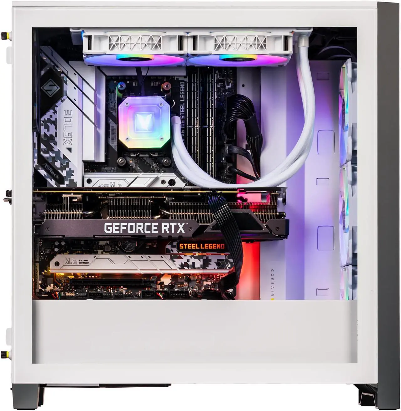 Alt view image 2 of 7 - Velztorm White Armix Custom Built Gaming Desktop PC (AMD Ryzen 9 7900X 12-Core, 32GB DDR5 4800MHz RAM, 2TB PCIe SSD + 6TB HDD (3.5), GeForce RTX 4060, Wifi, Bluetooth, White, Win 11 Pro)