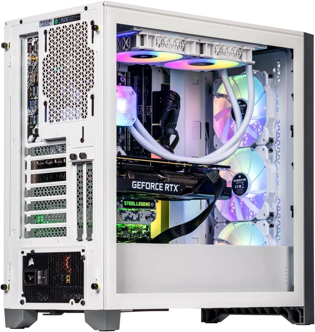 Alt view image 3 of 7 - Velztorm White Armix Custom Built Gaming Desktop PC (AMD Ryzen 9 7900X 12-Core, 32GB DDR5 4800MHz RAM, 2TB PCIe SSD + 6TB HDD (3.5), GeForce RTX 4060, Wifi, Bluetooth, White, Win 11 Pro)