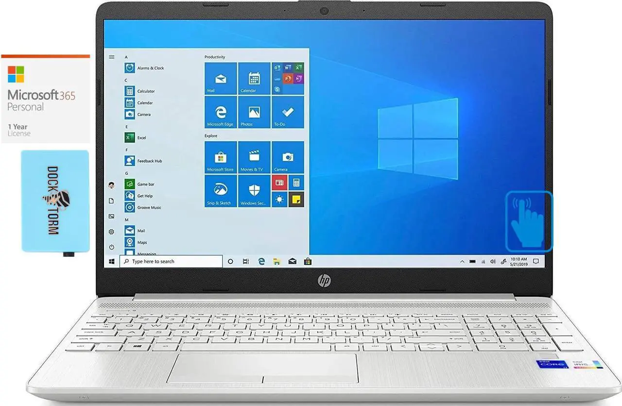 Main image of HP 15t-dw300-15 Home & Business Laptop (Intel i7-1165G7 4-Core, 15.6" 60Hz Touch HD (1366x768), Intel Iris Xe, 32GB RAM, 1TB PCIe SSD, Win 11 Home) with Microsoft 365 Personal , Dockztorm Hub