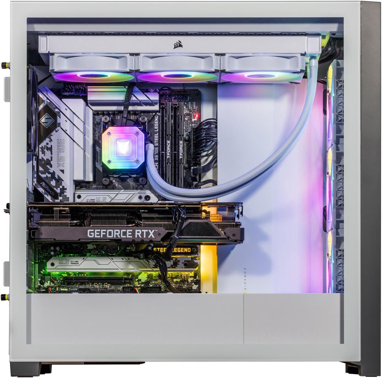 Alt view image 3 of 7 - Velztorm White Aciex 3D Gaming Desktop PC (AMD Ryzen 7 7800X3D, GeForce RTX 3070 8GB, 64GB DDR5, 2TB PCIe SSD, 360mm AIO, RGB Fans, 1000W PSU, WiFi 6, Win11H) VELZ0078