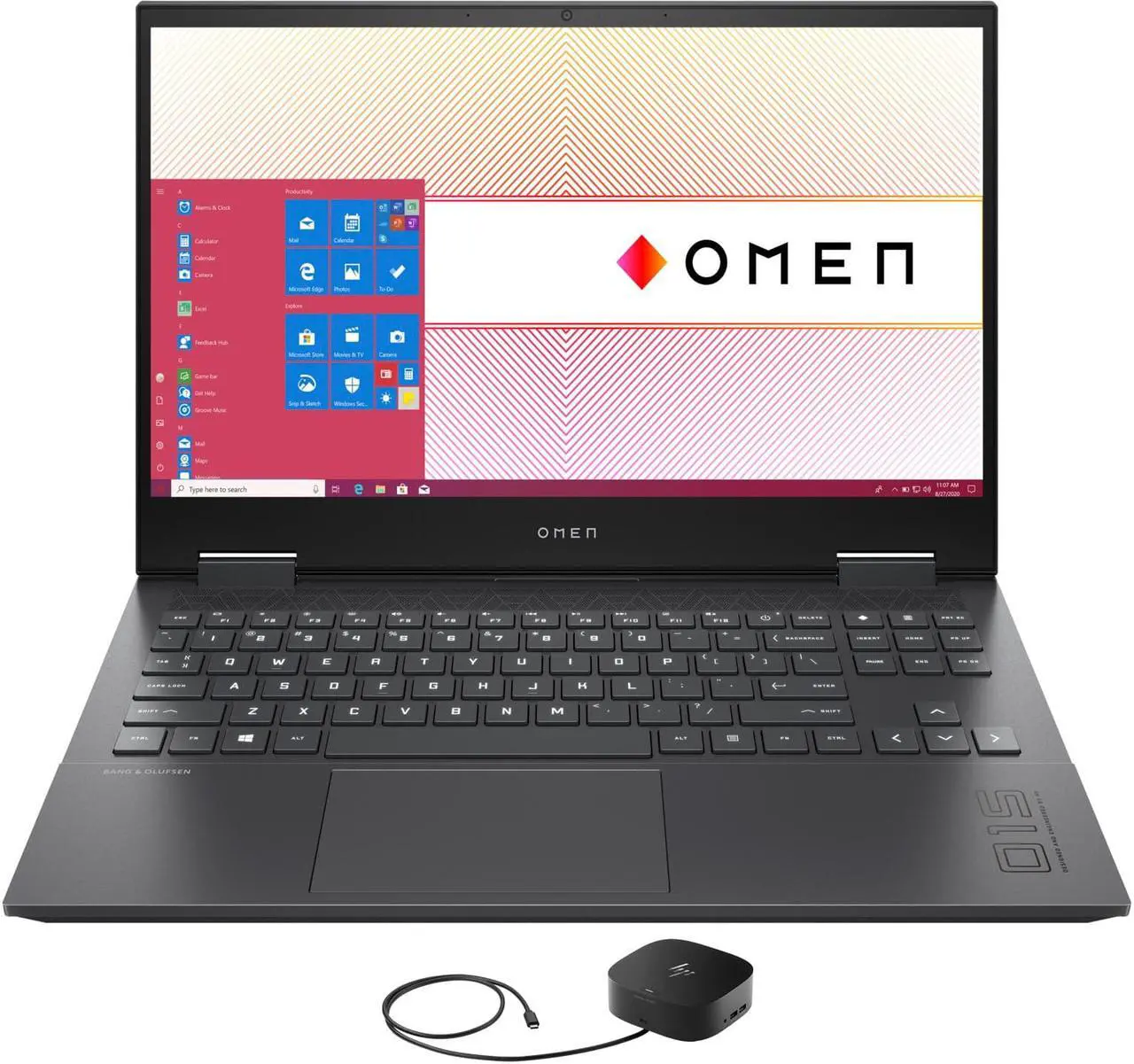 Main image of HP OMEN 15z-en100 Gaming & Entertainment Laptop (AMD Ryzen 9 5900HX 8-Core, 15.6" 144Hz Full HD (1920x1080), NVIDIA GeForce RTX 3070, 16GB RAM, 512GB PCIe SSD, Win 10 Pro) with G2 Universal Dock