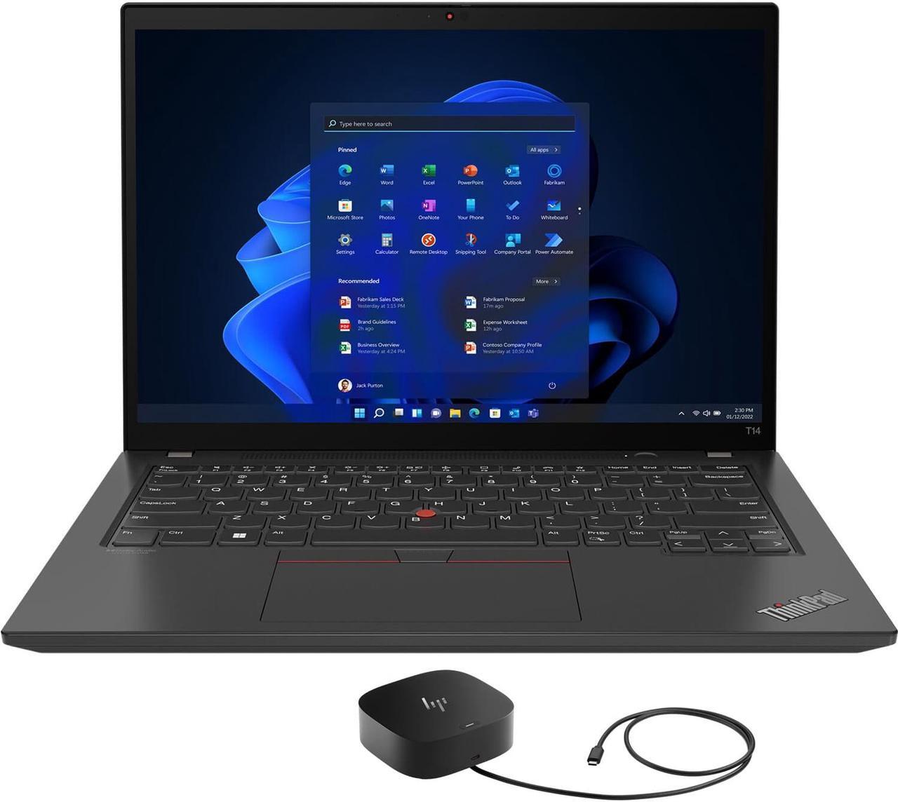 Main image of Lenovo ThinkPad T14 Gen 3 Home & Business Laptop (Intel i7-1270P 12-Core, 14.0" 60Hz 2240x1400, Intel Iris Xe, 16GB RAM, 512GB SSD, Backlit KB, Wifi, USB 3.2, Win 10 Pro) with G5 Essential Dock