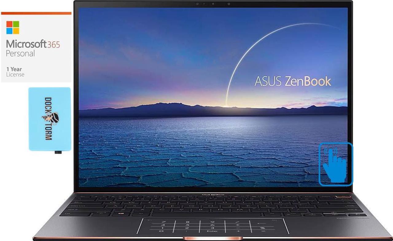 Main image of ASUS ZenBook S UX393 Home & Business Laptop (Intel i7-1165G7 4-Core, 13.9" 60Hz Touch 3300x2200, Intel Iris Xe, 16GB RAM, 2TB PCIe SSD, Win 10 Pro) with Microsoft 365 Personal , Dockztorm Hub