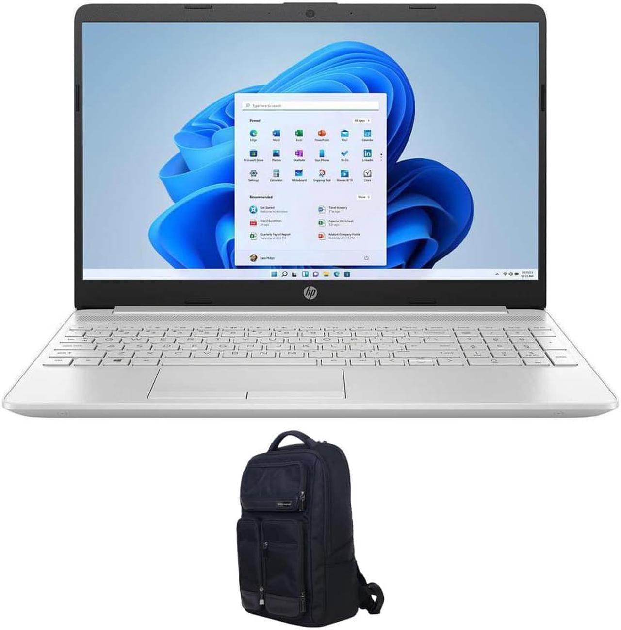 HP 15-dw3035cl Home & Business Laptop (Intel i5-1135G7 4-Core, 15.6" 60Hz Touch HD (1366x768), Intel Iris Xe, 16GB RAM, 128GB PCIe SSD + 1TB  HDD, Backlit KB, Win 11 Home) with Atlas Backpack