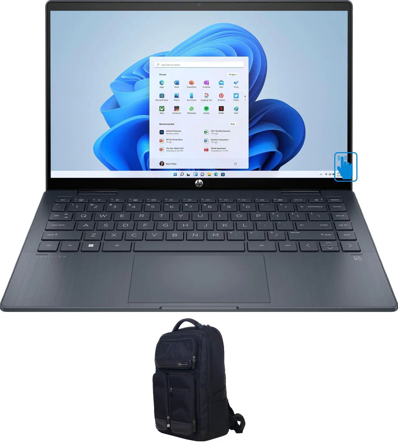 Main image of HP Pavilion 14-ek0013dx Home & Business 2-in-1 Laptop (Intel i3-1215U 6-Core, 14.0" 60Hz Touch Full HD (1920x1080), Intel UHD, 8GB RAM, 512GB PCIe SSD, Wifi, Win 11 Pro) with Atlas Backpack