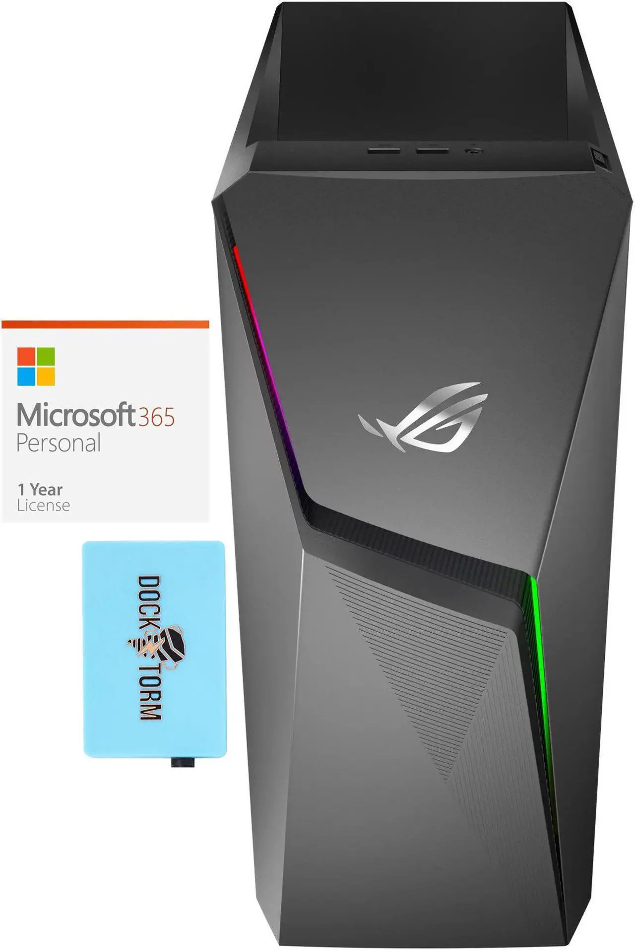 Main image of ASUS ROG Strix G10DK Gaming & Entertainment Desktop PC (AMD Ryzen 5 3600X 6-Core, GeForce GTX 1660 Ti, 64GB RAM, Win 11 Home) with Microsoft 365 Personal , Dockztorm Hub