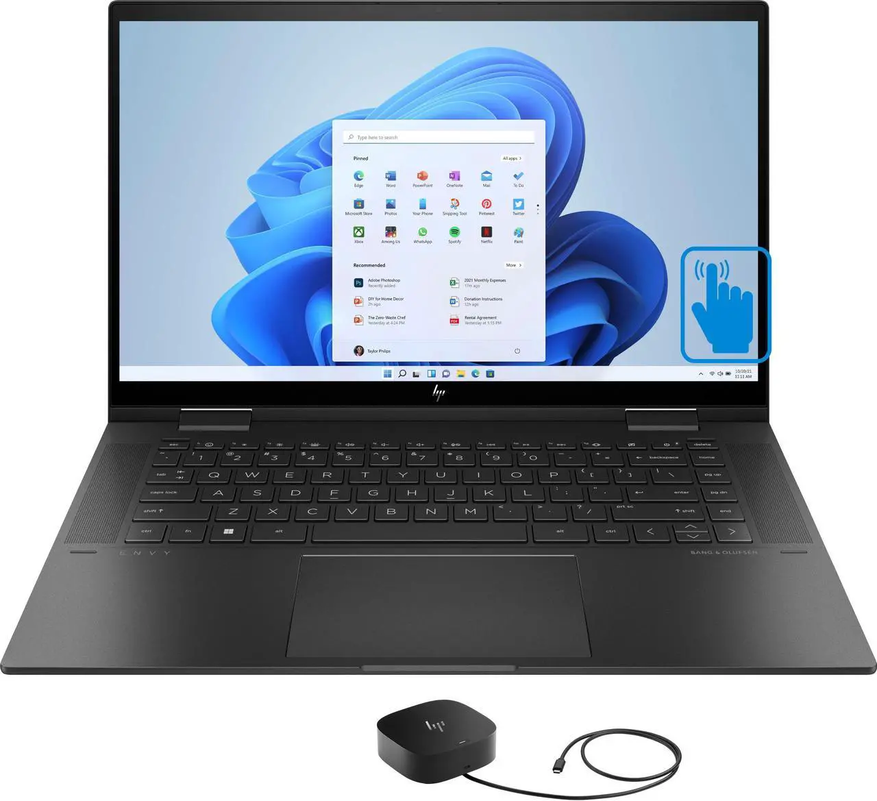 Main image of HP Envy x360 15-EY0  Home & Business 2-in-1 Laptop (AMD Ryzen 7 5825U 8-Core, 15.6" 60Hz Touch Full HD (1920x1080), AMD Radeon, 32GB RAM, 512GB PCIe SSD, Win 11 Pro) with G5 Essential Dock