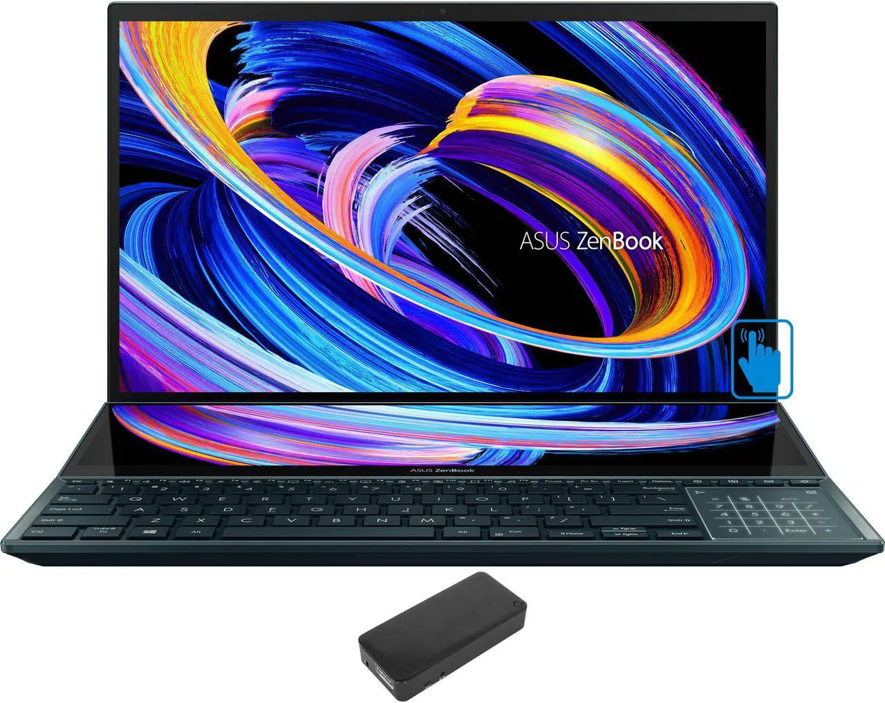 Main image of ASUS Zenbook Pro Duo 15 OLED Home & Business Laptop (Intel i9-12900H 14-Core, 15.6" 60 Hz Touch 4K Ultra HD (3840x2160), GeForce RTX 3060, 32GB LPDDR5 4800MHz RAM, Win 11 Pro) with DV4K Dock
