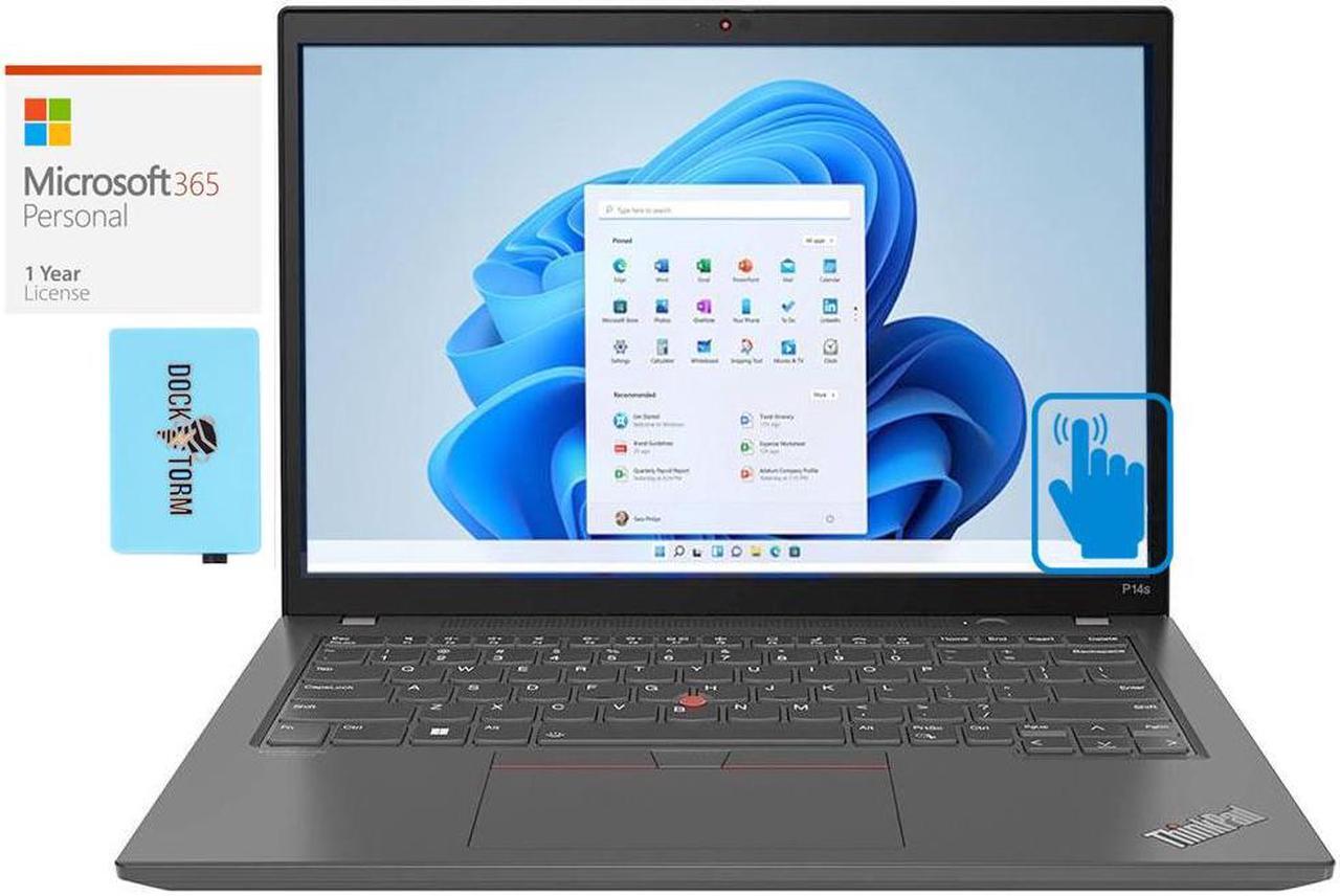 Main image of Lenovo ThinkPad P14s Gen 3 Home & Business Laptop (Intel i7-1260P 12-Core, 14.0" 60 Hz Touch Wide UXGA (1920x1200), Intel UHD, 24GB RAM, Win 11 Pro) with Microsoft 365 Personal , Dockztorm Hub