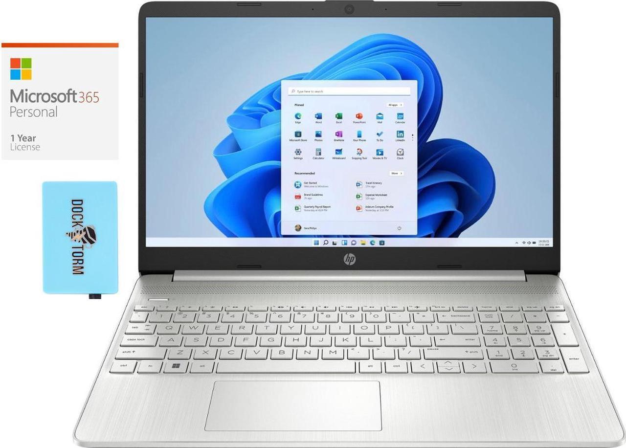 Main image of HP 15 ef2033dx Home & Business Laptop (AMD Ryzen 3 5300U 4-Core, 15.6" 60 Hz HD (1366x768), AMD Radeon, 32GB RAM, 1TB PCIe SSD, Wifi, Win 11 Pro) with Microsoft 365 Personal , Dockztorm Hub