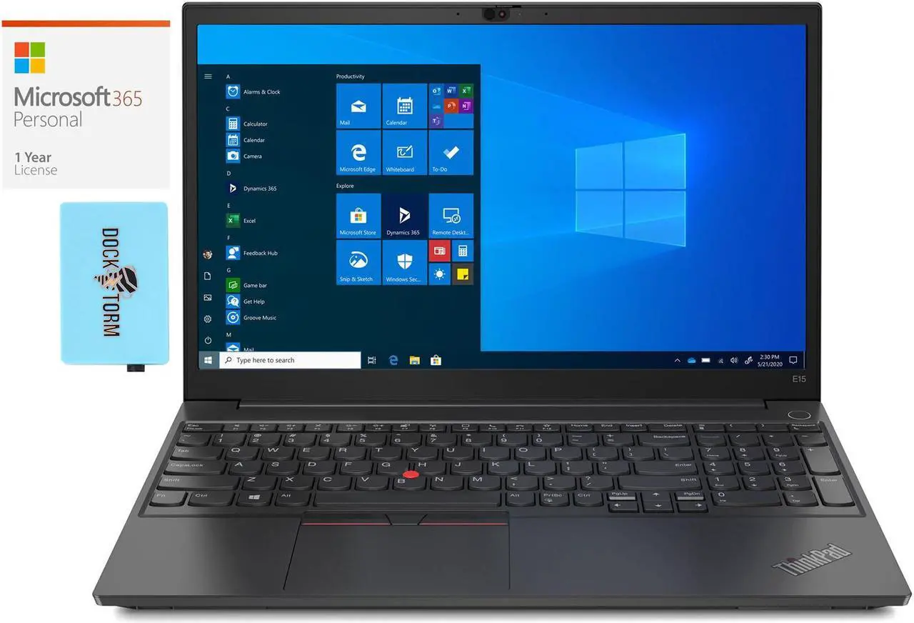 Main image of Lenovo E15 Gen 2 Home & Business Laptop (Intel i5-1135G7 4-Core, 15.6" 60 Hz Full HD (1920x1080), NVIDIA MX450, 32GB RAM, 2TB PCIe SSD, Win 11 Pro) with Microsoft 365 Personal , Dockztorm Hub