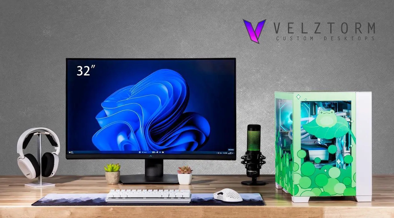 Alt view image 3 of 7 - Velztorm Minty Frog Custom Built Gaming Desktop PC (AMD Ryzen 7 5700X 8-Core, 64GB RAM, 2TB PCIe SSD + 2TB HDD (3.5), Radeon RX 6900 XT, Wifi, Bluetooth, HDMI, USB 3.2, Display Port, Win 11 Home)