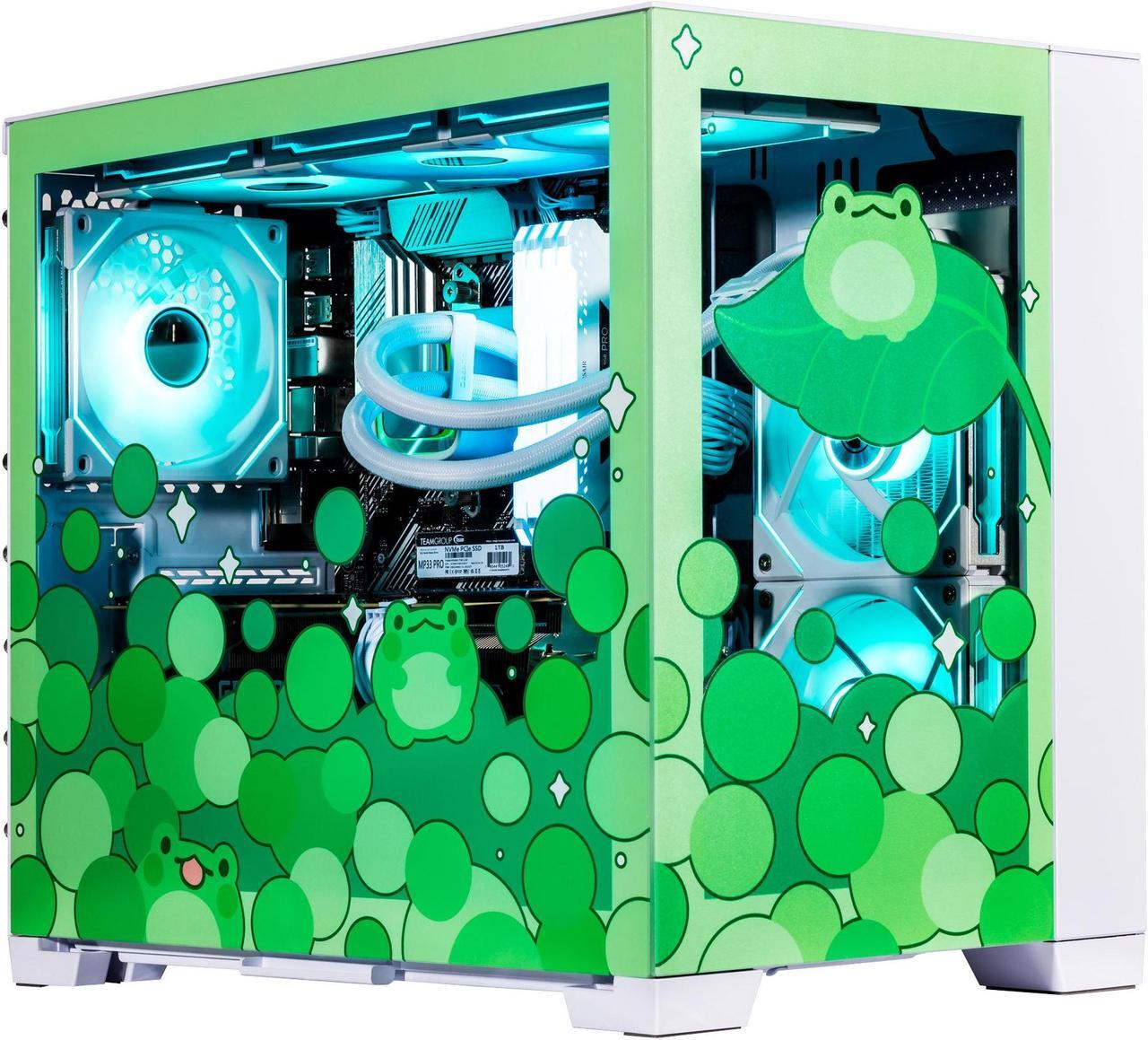 Main image of Velztorm Minty Frog Green Limited Edition Gaming PC (AMD Ryzen 7 5700X 8-Core, 64GB DDR4, 4TB PCIe SSD + 3TB HDD (3.5), GeForce RTX 3070, WiFi 5, BT 5, Liquid Cooled 240mm, 850W, Win 11 Home)