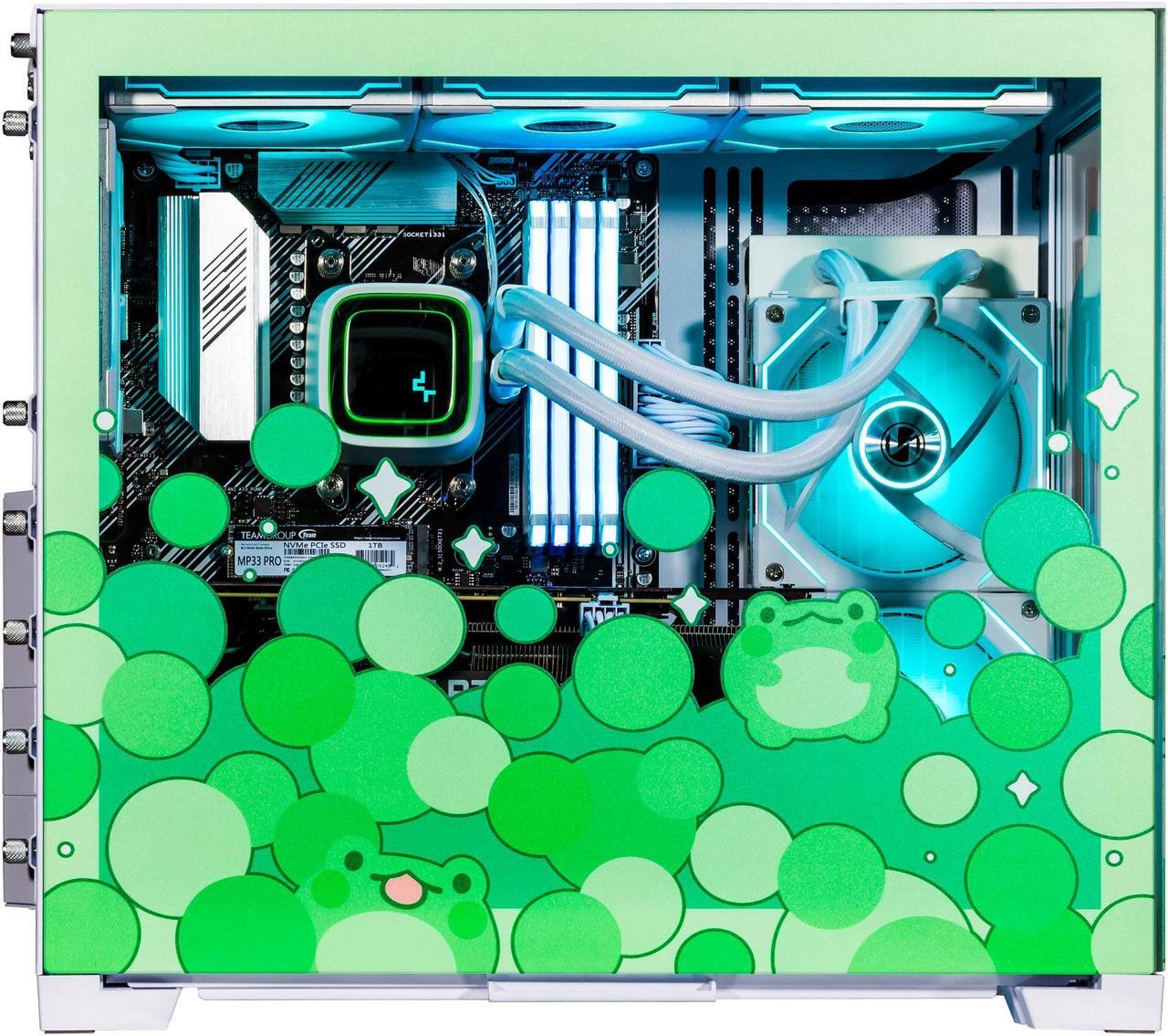 Alt view image 4 of 7 - Velztorm Minty Frog Green Limited Edition Gaming PC (AMD Ryzen 7 5700X 8-Core, 64GB DDR4, 4TB PCIe SSD + 3TB HDD (3.5), GeForce RTX 3070, WiFi 5, BT 5, Liquid Cooled 240mm, 850W, Win 11 Home)