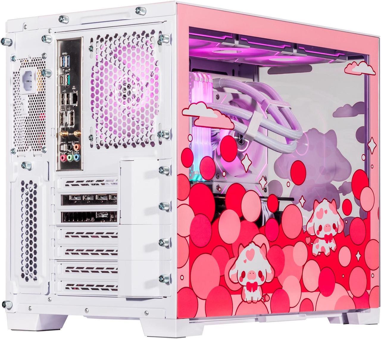 Alt view image 6 of 7 - Velztorm Bubble Cow Pink Limited Edition Gaming PC (AMD Ryzen 7 5700X 8-Core, 64GB RAM, 1TB M.2 PCIe SSD + 2TB 3.5 HDD, GeForce RTX 4060, WiFi 5, BT 5, Liquid Cooled 240mm, 850W, Windows 10 Pro)