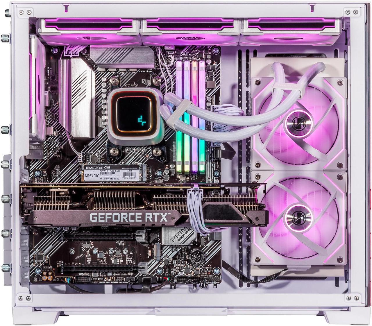 Alt view image 5 of 7 - Velztorm Bubble Cow Pink Limited Edition Gaming PC (AMD Ryzen 7 5700X 8-Core, 64GB RAM, 1TB M.2 PCIe SSD + 2TB 3.5 HDD, GeForce RTX 4060, WiFi 5, BT 5, Liquid Cooled 240mm, 850W, Windows 10 Pro)