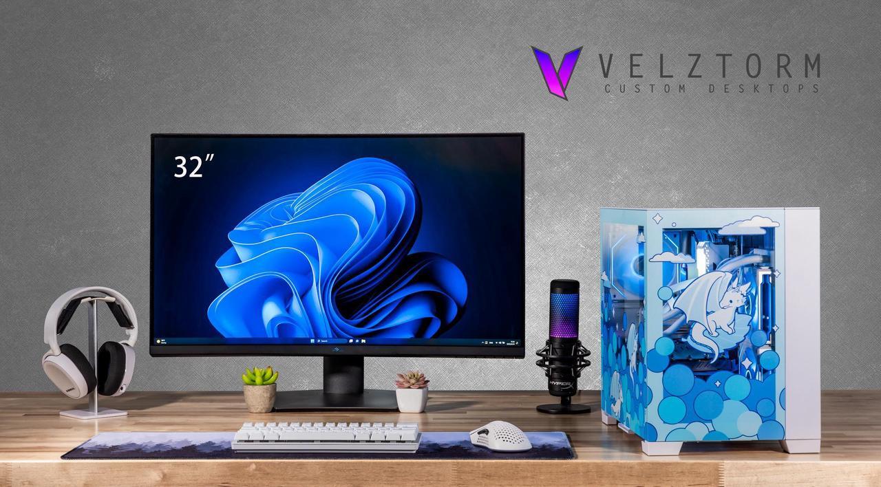 Alt view image 3 of 7 - Velztorm Frosty Dragon Blue Limited Edition Gaming PC (AMD Ryzen 7 5700X 8-Core, 32GB DDR4, 2TB PCIe SSD + 2TB  HDD, GeForce RTX 3070, WiFi 5, BT 5, Liquid Cooled 240mm, 850W, Win 11 Pro)