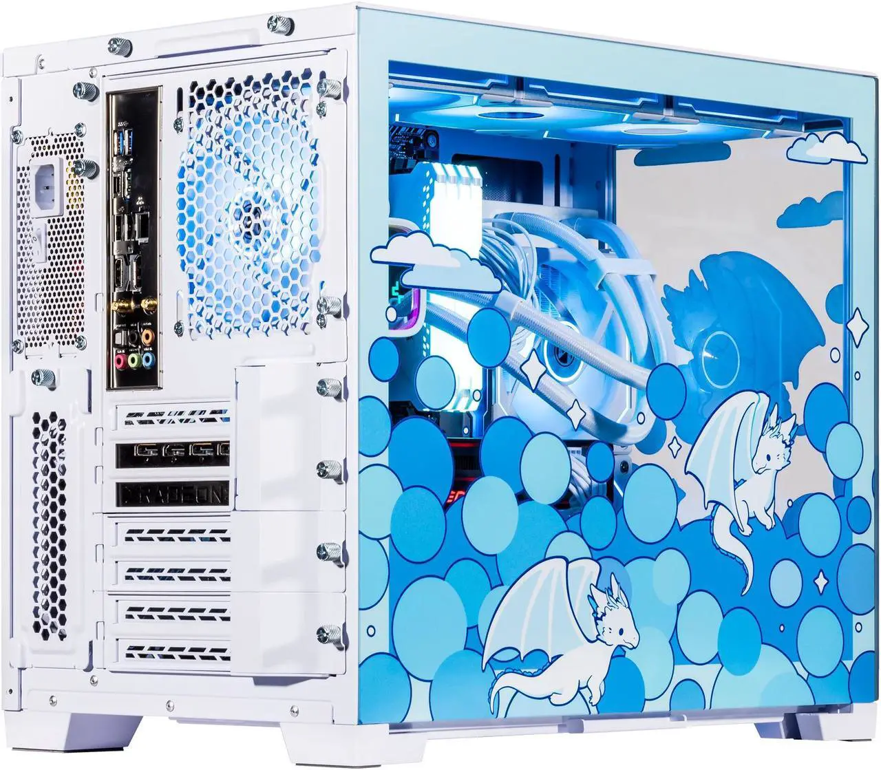 Alt view image 5 of 7 - Velztorm Frosty Dragon Custom Built Gaming Desktop PC (AMD Ryzen 7 5700X, Radeon RX 9070 XT, 128GB DDR4, 4TB PCIe SSD + 6TB HDD, RGB Fans, 240mm AIO, 850W PSU, WiFi 5, Bluetooth 5.0, Win 10 Pro)