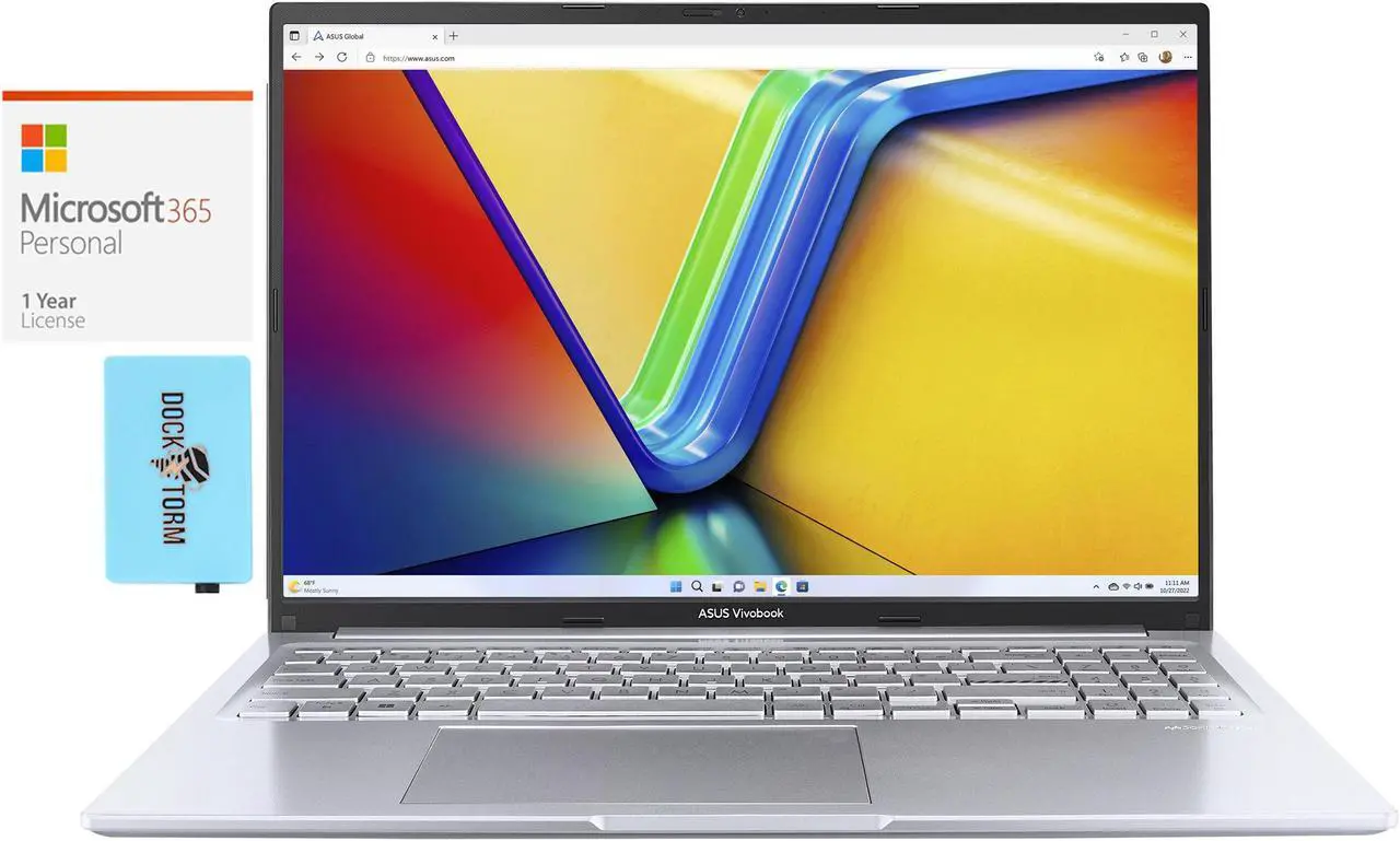 Main image of ASUS Vivobook 16 Home & Business Laptop (AMD Ryzen 9 7940HS 8-Core, 16.0" 60 Hz Wide UXGA (1920x1200), AMD Radeon 780M, Win 11 Home) with Microsoft 365 Personal , Dockztorm Hub