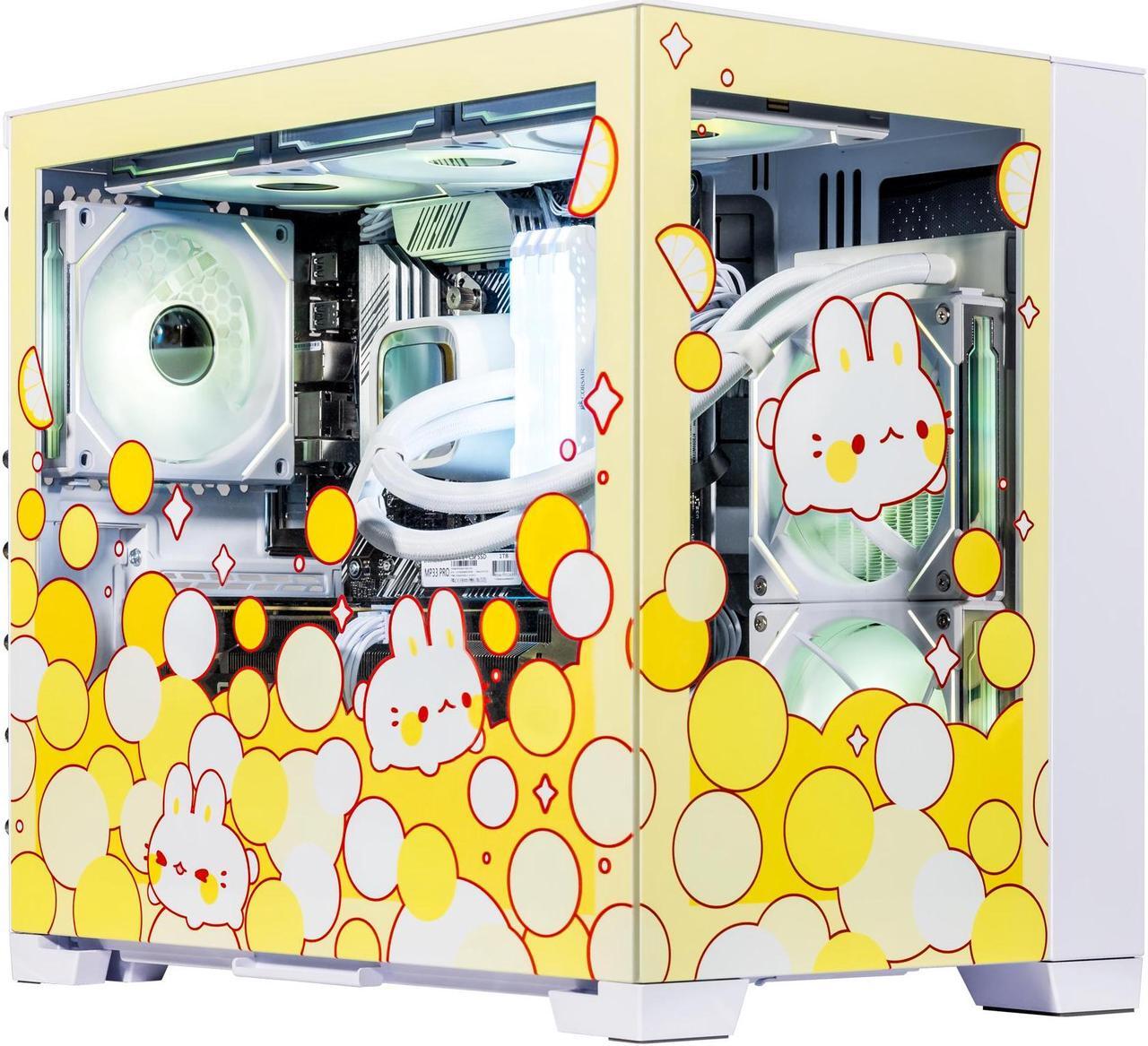 Main image of Velztorm Fruity Bunny Yellow Limited Edition Gaming PC (AMD Ryzen 7 5700X 8-Core, 128GB DDR4, 4TB PCIe SSD + 6TB HDD (3.5), GeForce RTX 4060, WiFi 5, BT 5, Liquid Cooled 240mm, 850W, Win11Home)