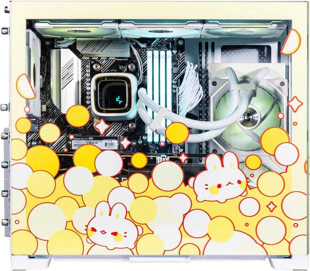 Alt view image 4 of 7 - Velztorm Fruity Bunny Yellow Limited Edition Gaming PC (AMD Ryzen 7 5700X 8-Core, 128GB DDR4, 4TB PCIe SSD + 6TB HDD (3.5), GeForce RTX 4060, WiFi 5, BT 5, Liquid Cooled 240mm, 850W, Win11Home)