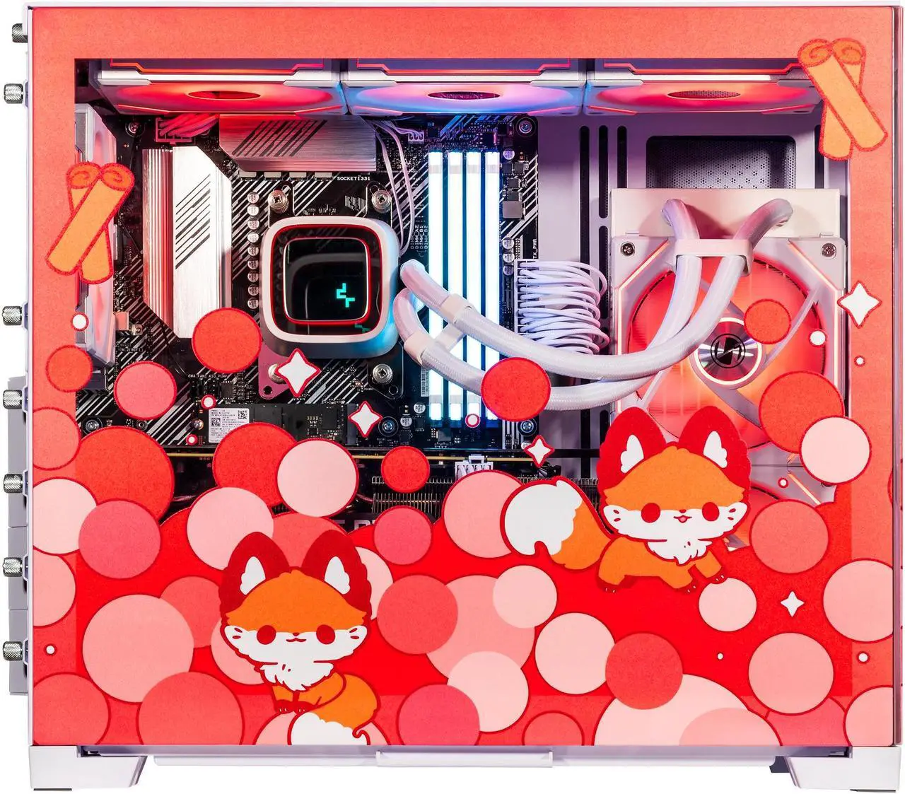 Alt view image 4 of 7 - Velztorm Cinnamon Fox Red Limited Edition Gaming PC (AMD Ryzen 7 5700X 8-Core, 64GB DDR4, 2TB PCIe SSD + 6TB HDD (3.5), GeForce RTX 3070, WiFi 5, BT 5, Liquid Cooled 240mm, 850W, Win 10 Home)