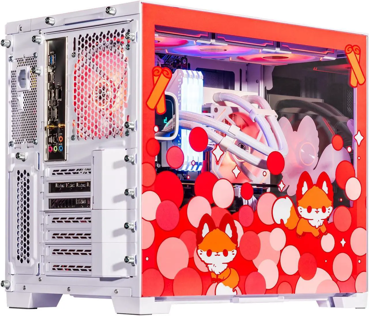 Alt view image 6 of 7 - Velztorm Cinnamon Fox Red Limited Edition Gaming PC (AMD Ryzen 7 5700X 8-Core, 64GB DDR4, 2TB PCIe SSD + 6TB HDD (3.5), GeForce RTX 3070, WiFi 5, BT 5, Liquid Cooled 240mm, 850W, Win 10 Home)