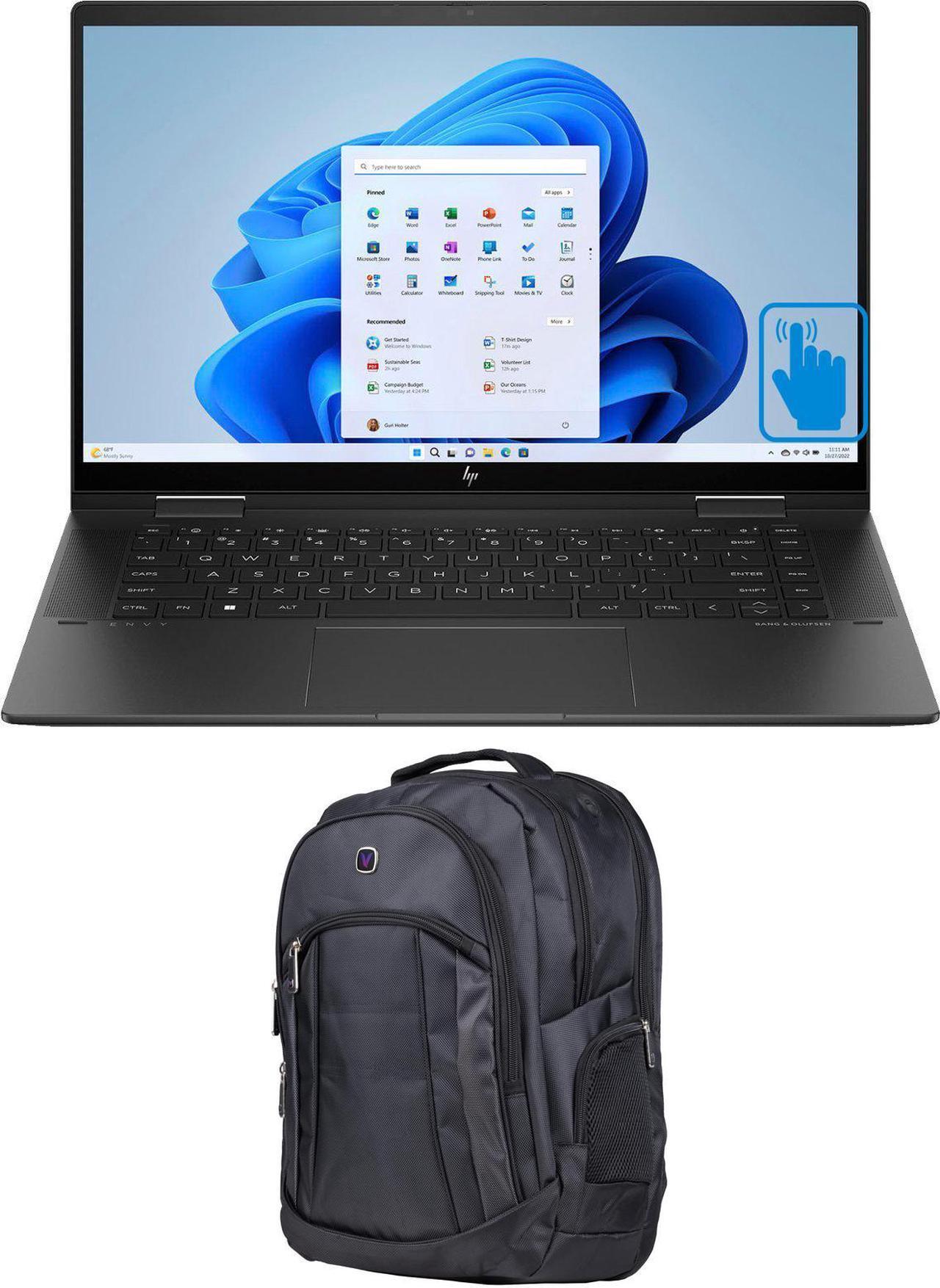 Main image of HP Envy x360 15t-fh Home & Business 2-in-1 Laptop (AMD Ryzen 7 7730U 8-Core, 15.6" 60 Hz Touch Full HD (1920x1080), AMD Radeon, 16GB RAM, 2TB PCIe SSD, Backlit KB, Win 11 Home) with 1680D Backpack