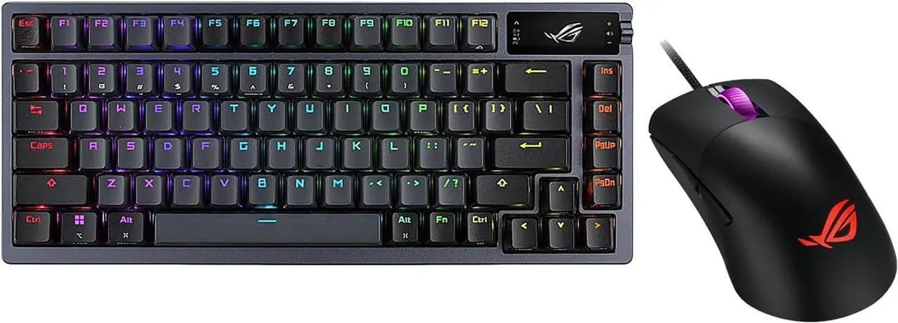 Alt view image 2 of 7 - ASUS ROG Azoth 75% TKL Bluetooth and RF Wireless Red Switch Mechanical Gaming Keyboard, Bundle with ROG Keris Mouse, Gasket-Mount, Three-Layer Dampening, Hot-Swappable Switches, Gunmetal Color